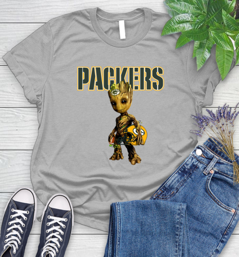 Green Bay Packers NFL Football Groot Marvel Guardians Of The Galaxy Women's T-Shirt 5