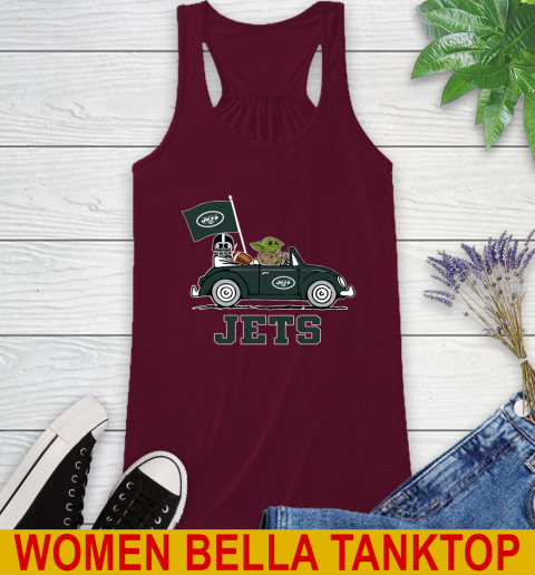 NFL Football New York Jets Darth Vader Baby Yoda Driving Star Wars Shirt Racerback Tank 3