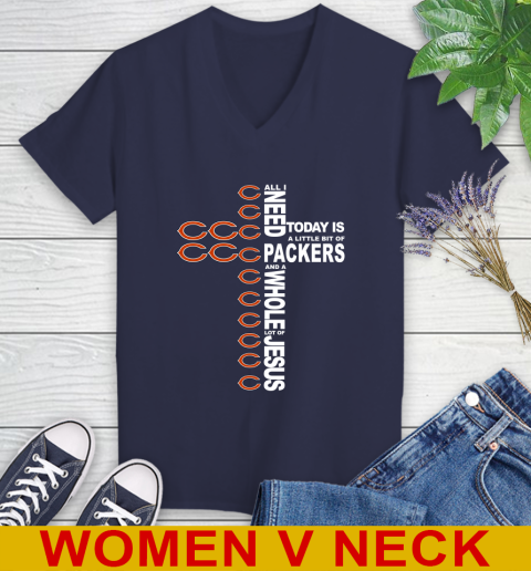 NFL All I Need Today Is A Little Bit Of Chicago Bears Shirt Women's V-Neck T-Shirt 12