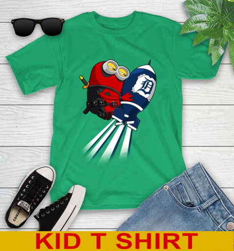 MLB Baseball Detroit Tigers Deadpool Minion Marvel Shirt Youth T-Shirt 8 MLB Baseball Detroit Tigers Deadpool Minion Marvel Shirt Youth T-Shirt - Image 8