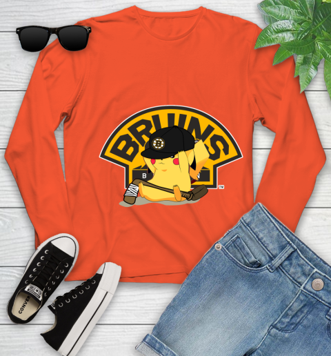 NHL Pikachu Hockey Sports Boston Bruins Youth Long Sleeve 4