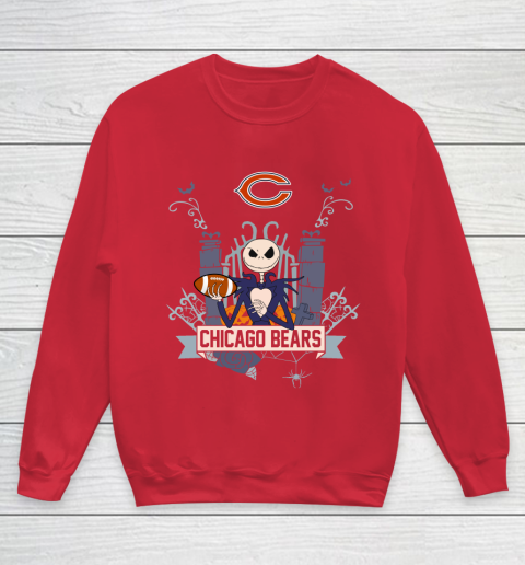 NFL Chicago Bears Football Jack Skellington Halloween Youth Sweatshirt 7
