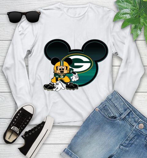 NFL Green Bay Packers Mickey Mouse Disney Football T Shirt Youth Long Sleeve