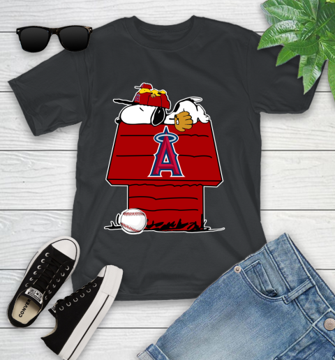 MLB Los Angeles Angels Snoopy Woodstock The Peanuts Movie Baseball T Shirt Youth T-Shirt 2