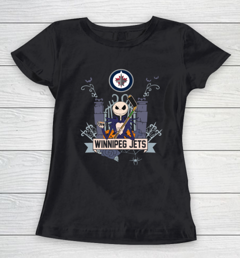 NHL Winnipeg Jets Hockey Jack Skellington Halloween Women's T-Shirt