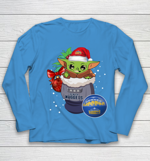 Denver Nuggets Christmas Baby Yoda Star Wars Funny Happy NBA Youth Long Sleeve 7