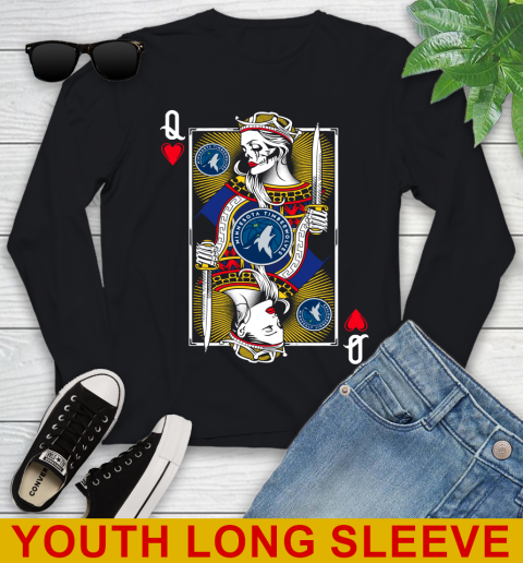 NBA Basketball Minnesota Timberwolves The Queen Of Hearts Card Shirt Youth Long Sleeve