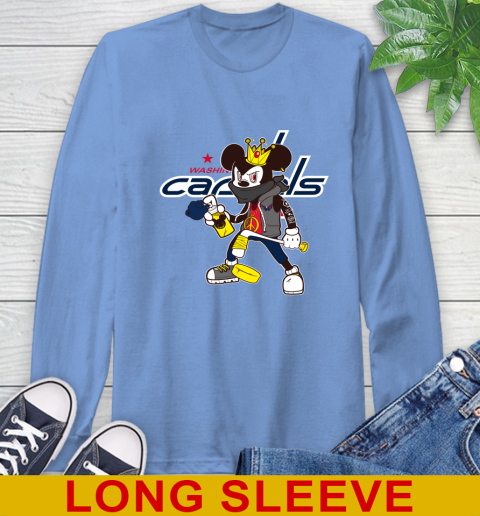 Washington Capitals NHL Hockey Mickey Peace Sign Sports Long Sleeve T-Shirt 11