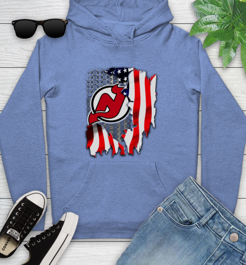 New Jersey Devils NHL Hockey American Flag Youth Hoodie 13