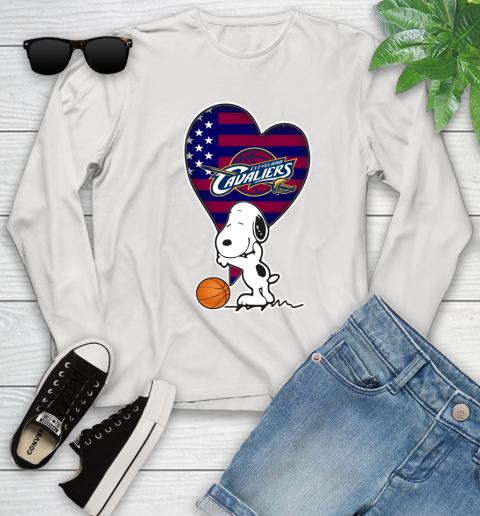 Cleveland Cavaliers NBA Basketball The Peanuts Movie Adorable Snoopy Youth Long Sleeve