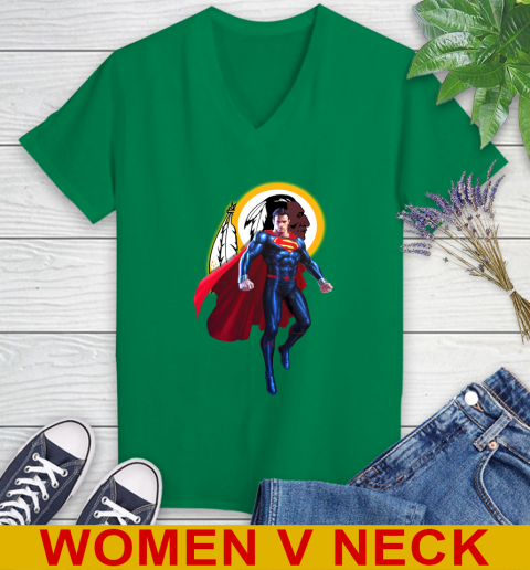 NFL Superman DC Sports Football Washington Redskins Women's V-Neck T-Shirt 6