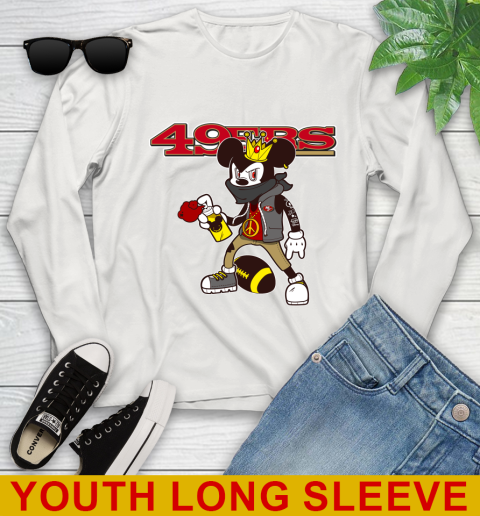 San Francisco 49ers NFL Football Mickey Peace Sign Sports Youth Long Sleeve 12