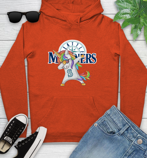 Seattle Mariners MLB Baseball Funny Unicorn Dabbing Sports Youth Hoodie 5