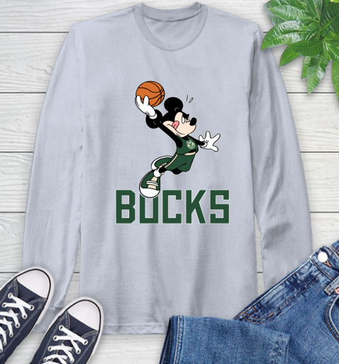 NBA Basketball Milwaukee Bucks Cheerful Mickey Mouse Shirt Long Sleeve T-Shirt 6