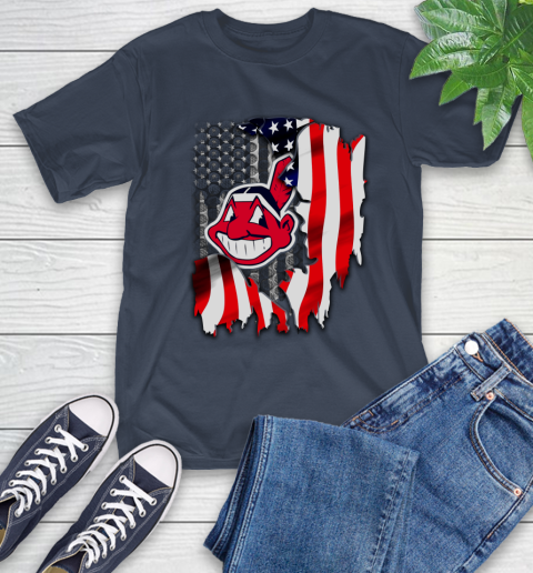 Cleveland Indians MLB Baseball American Flag T-Shirt 3