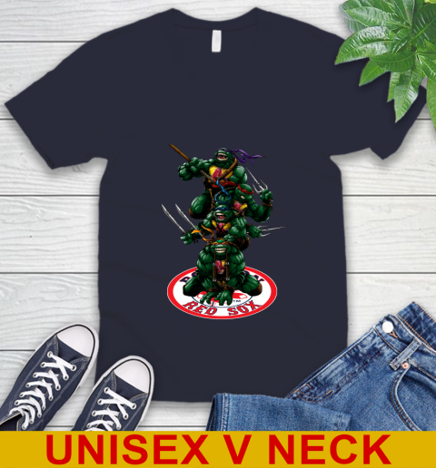 MLB Baseball Boston Red Sox Teenage Mutant Ninja Turtles Shirt V-Neck T-Shirt 3