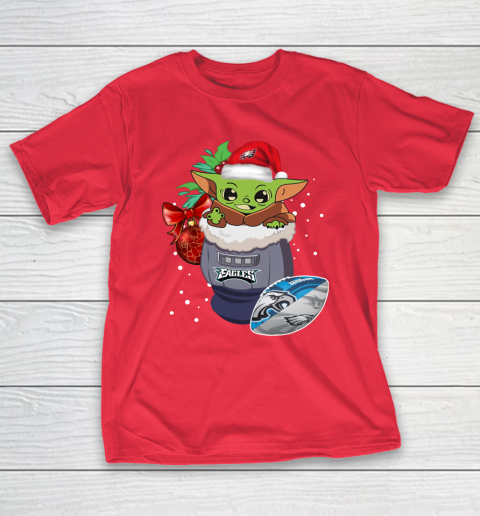 Philadelphia Eagles Christmas Baby Yoda Star Wars Funny Happy NFL T-Shirt 10