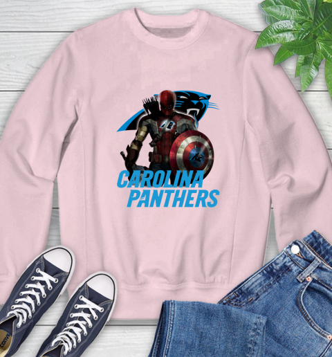 NFL Captain America Thor Spider Man Hawkeye Avengers Endgame Football Carolina Panthers Sweatshirt 9