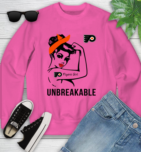 NHL Philadelphia Flyers Girl Unbreakable Hockey Sports Youth Sweatshirt 3