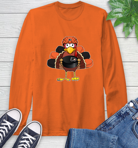 Philadelphia Flyers Turkey Thanksgiving Day Long Sleeve T-Shirt 5