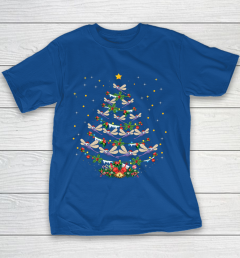 Dragonfly Christmas Tree Santa Dragonfly Bird Xmas Gift Youth T-Shirt 6