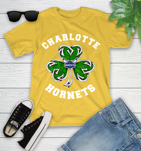 NBA Charlotte Hornets Three Leaf Clover St Patrick's Day Basketball Sports Youth T-Shirt 10