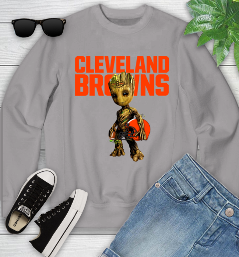 Cleveland Browns NFL Football Groot Marvel Guardians Of The Galaxy Youth Sweatshirt 4