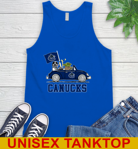 NHL Hockey Vancouver Canucks Darth Vader Baby Yoda Driving Star Wars Shirt Tank Top 5