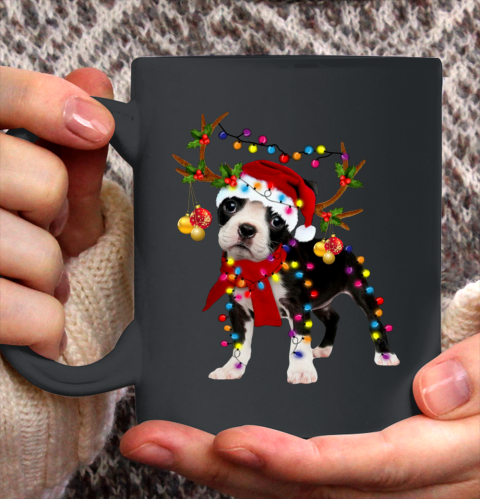 Santa Boston terrier reindeer Light Christmas gifts Ceramic Mug 11oz