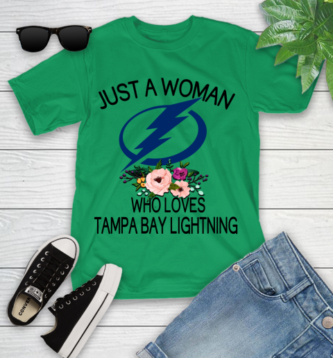 NHL Just A Woman Who Loves Tampa Bay Lightning Hockey Sports Youth T-Shirt 3