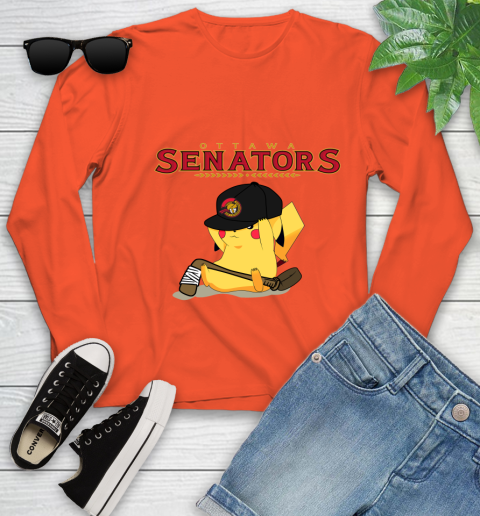 NHL Pikachu Hockey Sports Ottawa Senators Youth Long Sleeve 4
