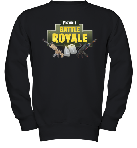 5hwq fortnite battle royale logo with assault rifle shirts youth sweatshirt 47 front black