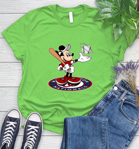 MLB Baseball Washington Nationals Cheerful Mickey Disney Shirt Women's T-Shirt 10
