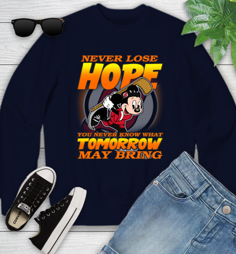 New Jersey Devils NHL Hockey ootball Mickey Disney Never Lose Hope Youth Sweatshirt 2
