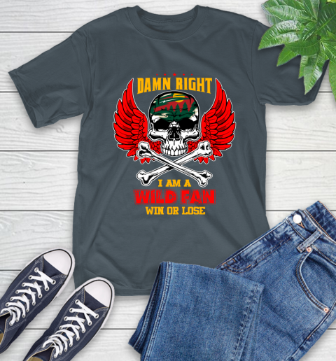 NHL Damn Right I Am A Minnesota Wild Win Or Lose Skull Hockey Sports T-Shirt 10