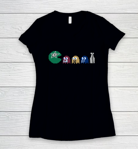 Dallas Stars x Pacman Create History For Stanley Cup Women's V-Neck T-Shirt