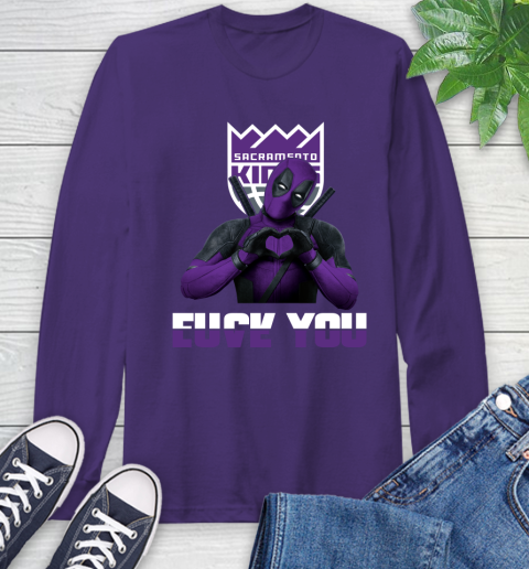 NBA Sacramento Kings Deadpool Love You Fuck You Basketball Sports Long Sleeve T-Shirt 5
