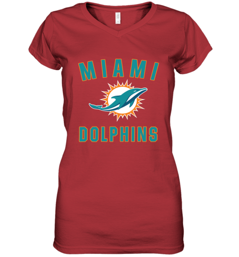 Miami Dolphins NFL Pro Line by Fanatics Branded Aqua Vintage Victory Women's V-Neck T-Shirt
