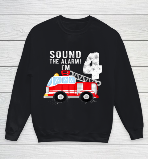 Kids Firefighter 4th Birthday Boy 4 Year Old Fire Truck Youth Sweatshirt