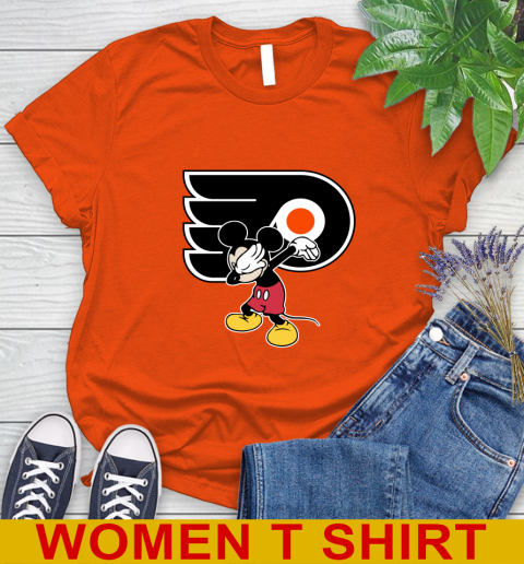Philadelphia Flyers NHL Hockey Dabbing Mickey Disney Sports Women's T-Shirt 4