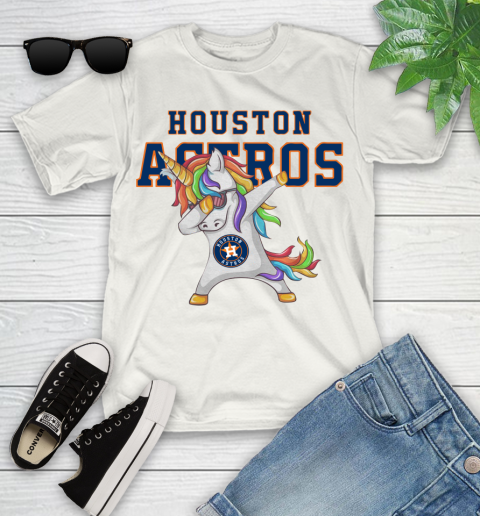 Houston Astros MLB Baseball Funny Unicorn Dabbing Sports Youth T-Shirt