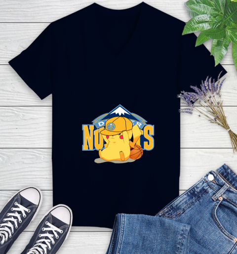 NBA Pikachu Basketball Sports Denver Nuggets Women's V-Neck T-Shirt 3