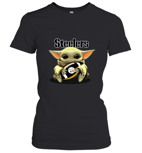 Baby Yoda Loves The Pittsbrugh Steelers Star Wars NFL Women's T-Shirt