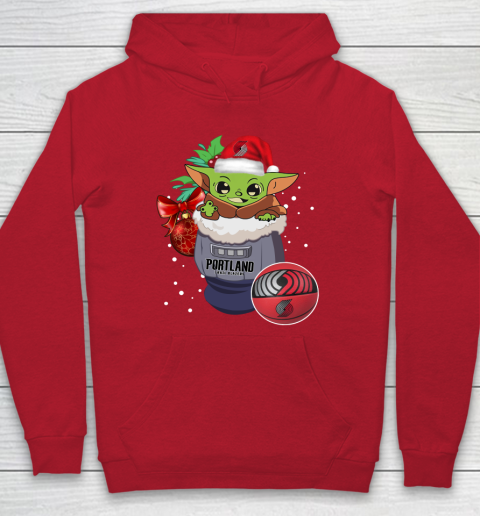 Portland Trail Blazers Christmas Baby Yoda Star Wars Funny Happy NBA Hoodie 10