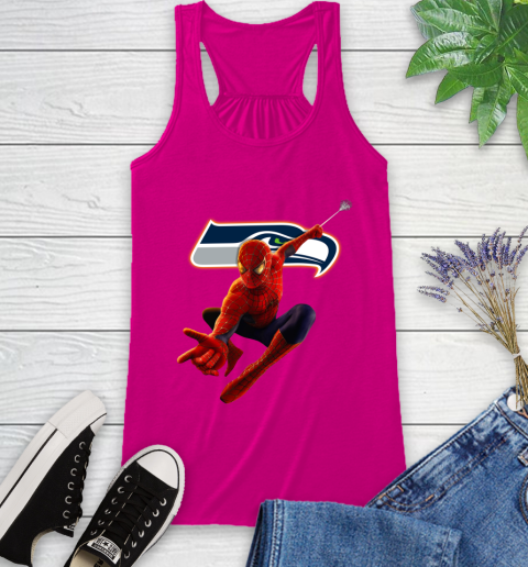 NFL Spider Man Avengers Endgame Football Seattle Seahawks Racerback Tank 8