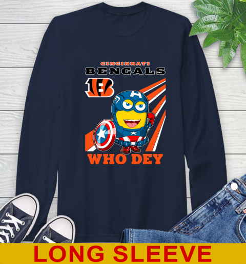 NFL Football Cincinnati Bengals Captain America Marvel Avengers Minion Shirt Long Sleeve T-Shirt 3