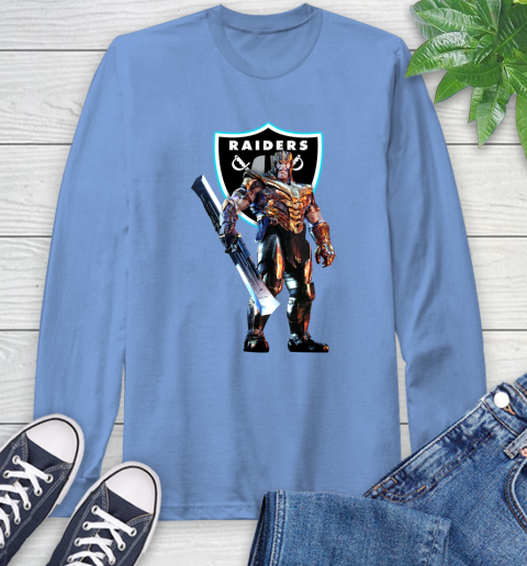 NFL Thanos Gauntlet Avengers Endgame Football Oakland Raiders Long Sleeve T-Shirt 11