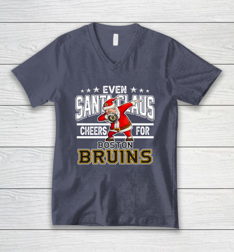 Boston Bruins Even Santa Claus Cheers For Christmas NHL V-Neck T-Shirt 7