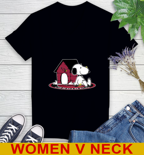 NFL Football Arizona Cardinals Snoopy The Peanuts Movie Shirt Women's V-Neck T-Shirt 2