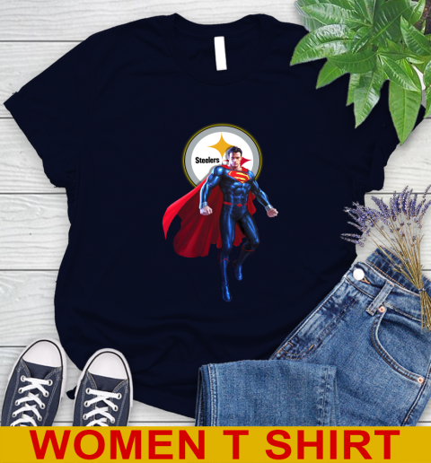 NFL Superman DC Sports Football Pittsburgh Steelers Women's T-Shirt 3